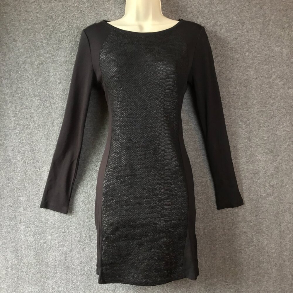Divided Reptile Front Black Dress Sz 8 Long Sleeve